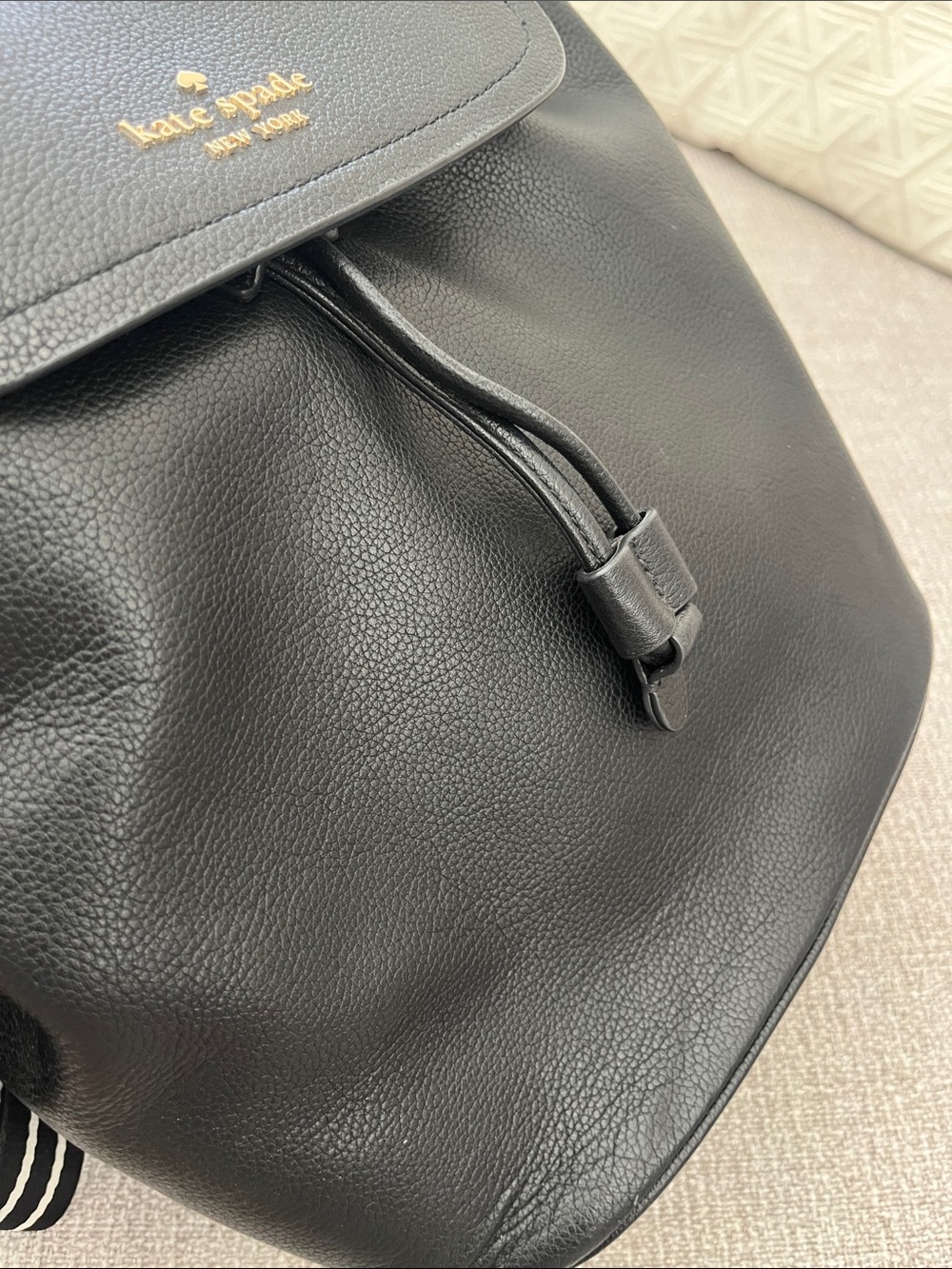 kate spade Black Pebble Leather Drawstring Backpack with Coin Pouch - Picture 4 of 6